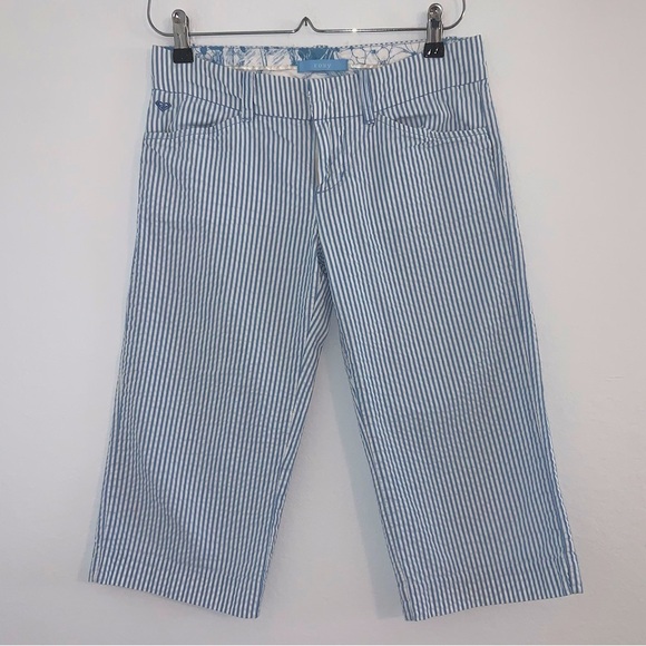 Roxy Y2k Pinstripe Capris Blue/White Juniors - Picture 1 of 6